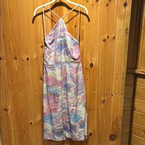 FARM RIO vintage iridescent halter midi dress